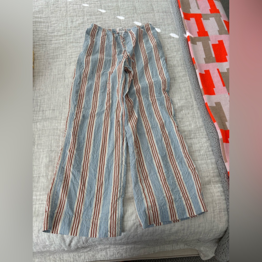 Stripped linen Urban Outfitters parachute trousers
